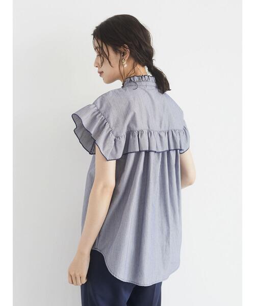 ELENCARE DUE（エレンカーレデュエ）の「ストライプフリルブラウス＊（シャツ/ブラウス・レディース・ネイビー/ブラウン・FREE）」の3枚目の写真