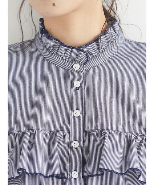 ELENCARE DUE（エレンカーレデュエ）の「ストライプフリルブラウス＊（シャツ/ブラウス・レディース・ネイビー/ブラウン・FREE）」の5枚目の写真