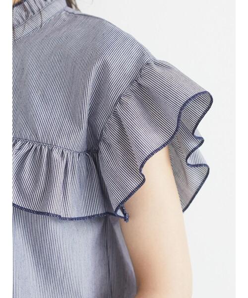 ELENCARE DUE（エレンカーレデュエ）の「ストライプフリルブラウス＊（シャツ/ブラウス・レディース・ネイビー/ブラウン・FREE）」の12枚目の写真