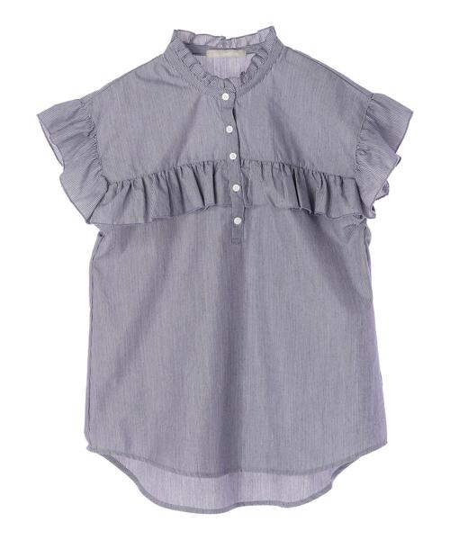 ELENCARE DUE（エレンカーレデュエ）の「ストライプフリルブラウス＊（シャツ/ブラウス・レディース・ネイビー/ブラウン・FREE）」の7枚目の写真