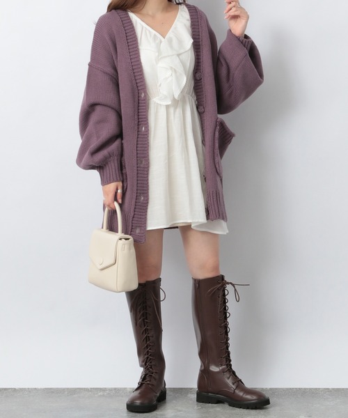 カーディガン ボレロ Heather（ヘザー）の「VネックBIGカーディガン 227978