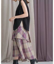 CADUNE（カデュネ）の「アシメティアードチェックスカート（スカート