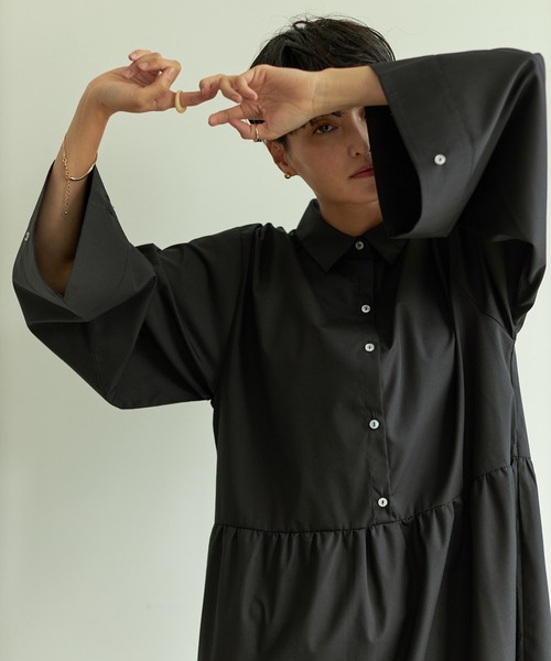 VACANCY（ヴァカンシー）の「ティアードシャツワンピース（ワンピース・レディース・ブラック/オレンジ・FREE）」の8枚目の写真