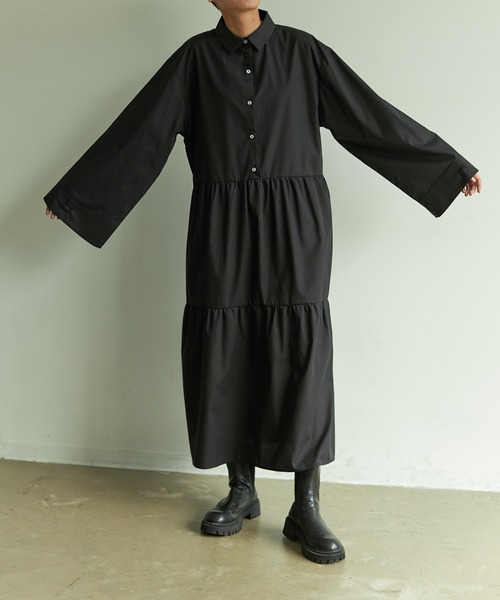 VACANCY（ヴァカンシー）の「ティアードシャツワンピース（ワンピース・レディース・ブラック/オレンジ・FREE）」の17枚目の写真