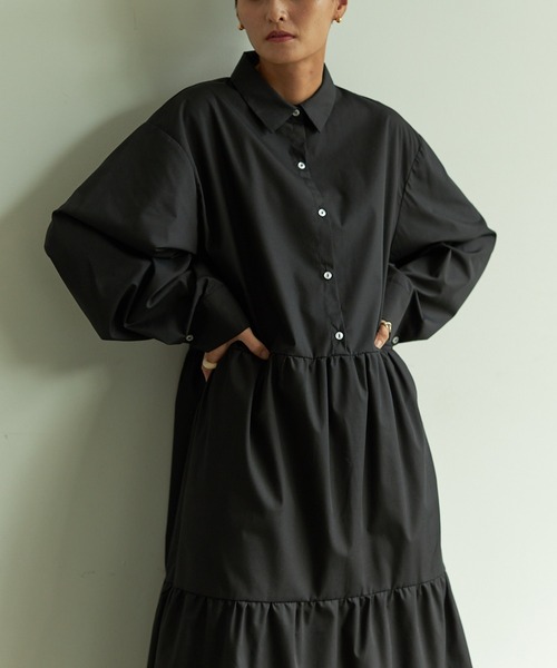 VACANCY（ヴァカンシー）の「ティアードシャツワンピース（ワンピース・レディース・ブラック/オレンジ・FREE）」の13枚目の写真