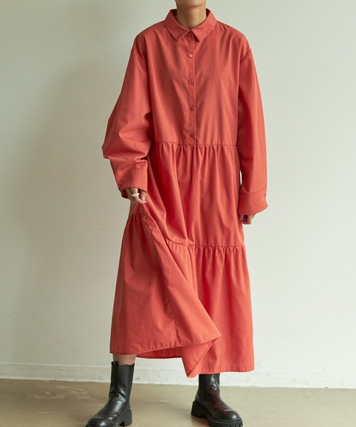 VACANCY（ヴァカンシー）の「ティアードシャツワンピース（ワンピース・レディース・ブラック/オレンジ・FREE）」の15枚目の写真