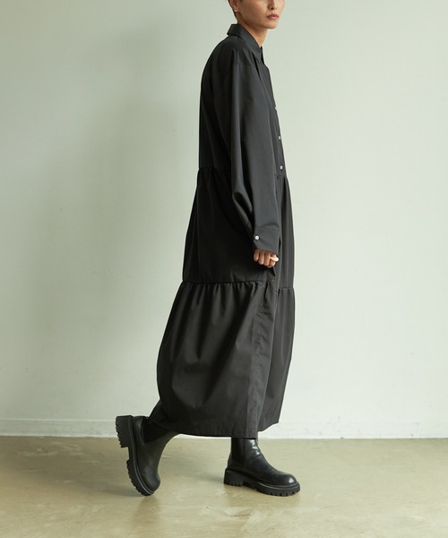 VACANCY（ヴァカンシー）の「ティアードシャツワンピース（ワンピース・レディース・ブラック/オレンジ・FREE）」の14枚目の写真