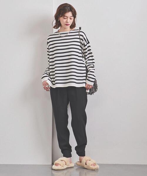 UNITED ARROWS（ユナイテッドアローズ）の「＜UNITED ARROWS＞W ボーダー ワイド スリット ニット W（ニット/セーター・レディース・ブラック/ピンク・FREE）」の8枚目の写真