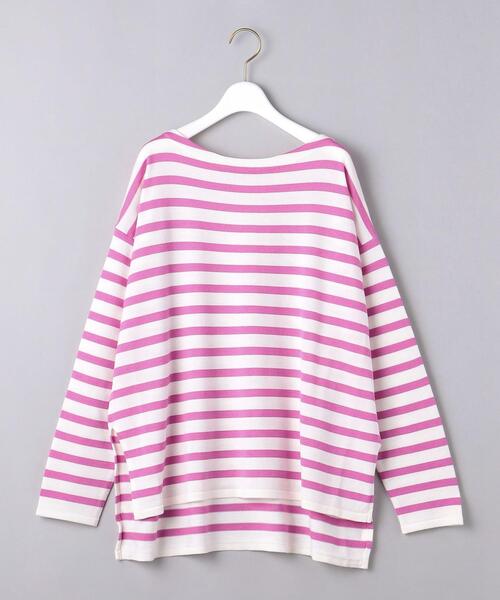 UNITED ARROWS（ユナイテッドアローズ）の「＜UNITED ARROWS＞W ボーダー ワイド スリット ニット W（ニット/セーター・レディース・ブラック/ピンク・FREE）」の5枚目の写真