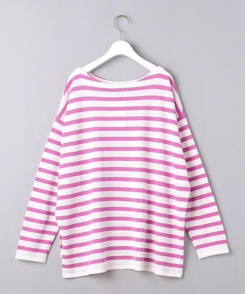 UNITED ARROWS（ユナイテッドアローズ）の「＜UNITED ARROWS＞W ボーダー ワイド スリット ニット W（ニット/セーター・レディース・ブラック/ピンク・FREE）」の10枚目の写真