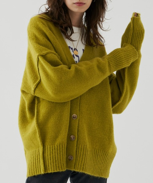 Auntie Rosa Holiday（アンティローザホリデー）の「Vネックオーバーサイズカラーカーディガン（カーディガン/ボレロ・レディース・ブラック/グレー/ブルー/レッド/イエロー・FREE）」の10枚目の写真