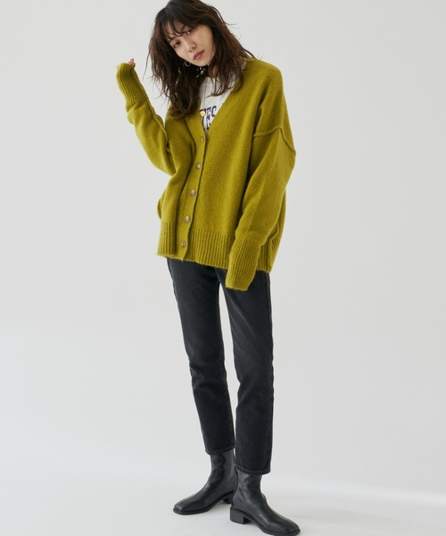 Auntie Rosa Holiday（アンティローザホリデー）の「Vネックオーバーサイズカラーカーディガン（カーディガン/ボレロ・レディース・ブラック/グレー/ブルー/レッド/イエロー・FREE）」の17枚目の写真