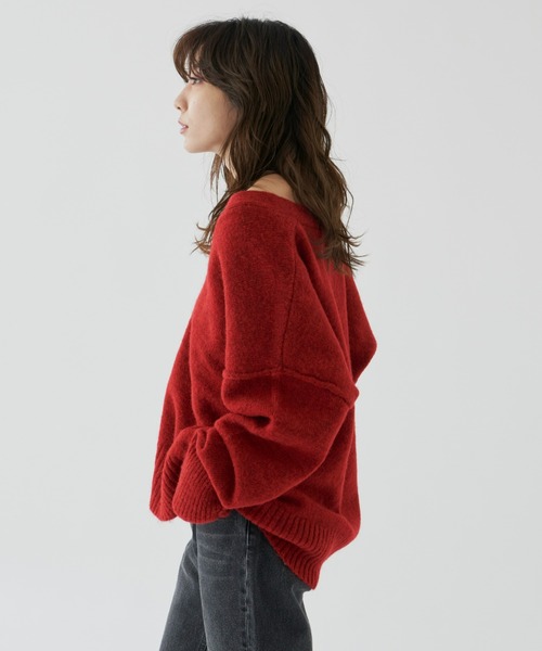 Auntie Rosa Holiday（アンティローザホリデー）の「Vネックオーバーサイズカラーカーディガン（カーディガン/ボレロ・レディース・ブラック/グレー/ブルー/レッド/イエロー・FREE）」の22枚目の写真