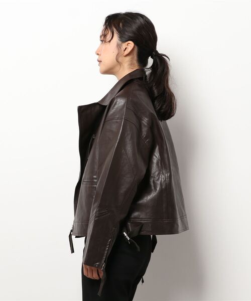 chocoレザージャケット Leather Racer Jacket in CHOCOLATE | Michael Kors [US]