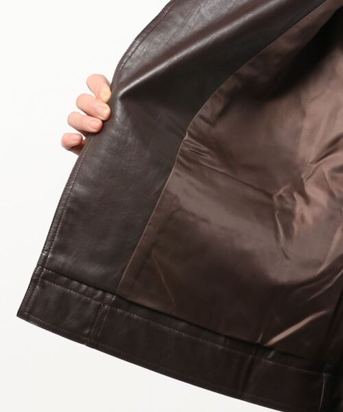 aimoha（アイモハ）の「フェイクレザージャケット（ライダースジャケット・レディース・チョコ・LARGE/SMALL/MEDIUM）」の4枚目の写真