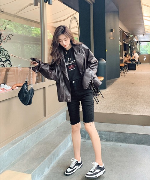 aimoha（アイモハ）の「フェイクレザージャケット（ライダースジャケット・レディース・チョコ・LARGE/SMALL/MEDIUM）」の22枚目の写真