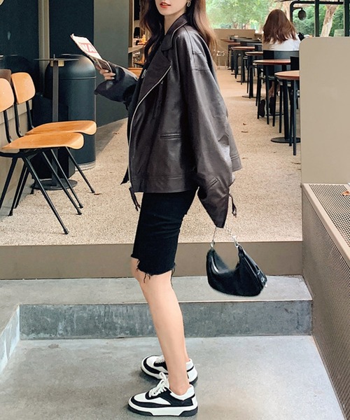 aimoha（アイモハ）の「フェイクレザージャケット（ライダースジャケット・レディース・チョコ・LARGE/SMALL/MEDIUM）」の12枚目の写真