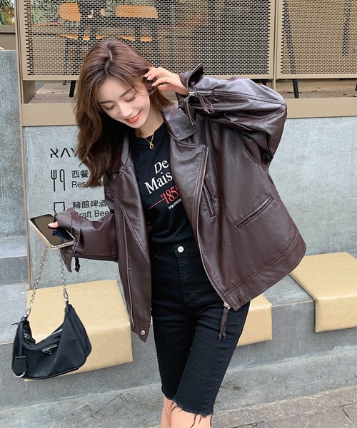 aimoha（アイモハ）の「フェイクレザージャケット（ライダース