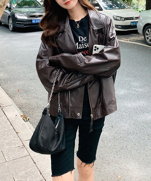 aimoha（アイモハ）の「フェイクレザージャケット（ライダース