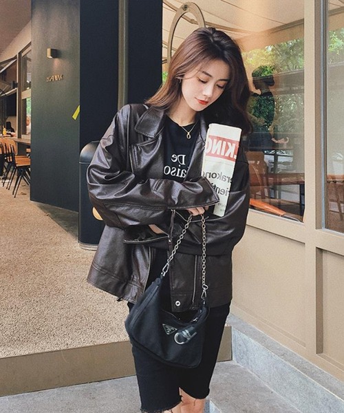 aimoha（アイモハ）の「フェイクレザージャケット（ライダース