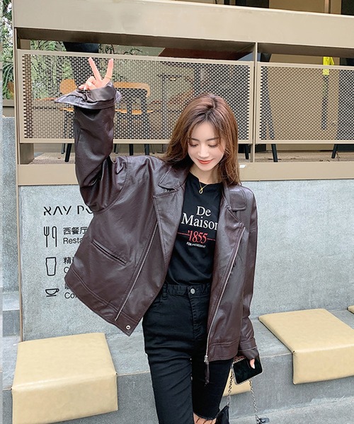 aimoha（アイモハ）の「フェイクレザージャケット（ライダース