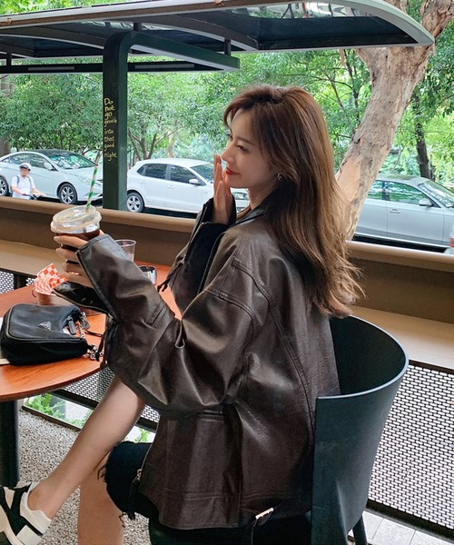 aimoha（アイモハ）の「フェイクレザージャケット（ライダース