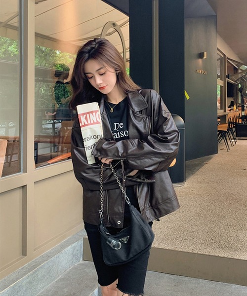 aimoha（アイモハ）の「フェイクレザージャケット（ライダース