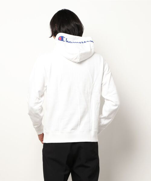 Champion（チャンピオン）の「【Champion】フードスクリプトビッグシルエットパーカー（パーカー・メンズ・ホワイト/ブラック/パープル・L/M/XL）」の4枚目の写真