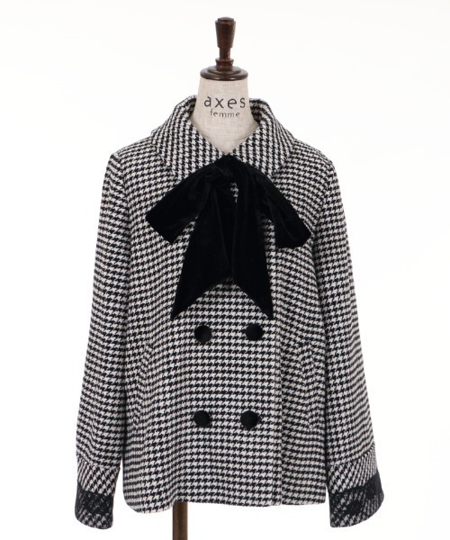 axes femme（アクシーズファム）の「ベロアリボン付ショートコート（ピーコート・レディース・ブラウン/ダークグリーン/ブラック・MEDIUM）」の17枚目の写真