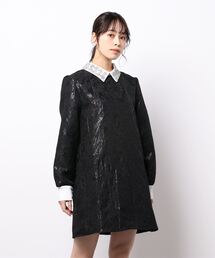 【sister jane】リボン刺繍レース襟 ジャガード ミニワンピース sister jane リボン刺繍 ジャカード レース襟ミニワンピース