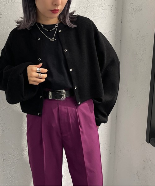 apres jour mignon(アプレジュールミニョン)の「ドットボタンニットカーディガン【ZOZOTOWN限定アイテム】(カーディガン/ボレロ・レディース・オレンジ/アイボリー/ダークグリーン/杢グレー/ブラック/ブルー・フリー/X-LARGE)」の3枚目の写真