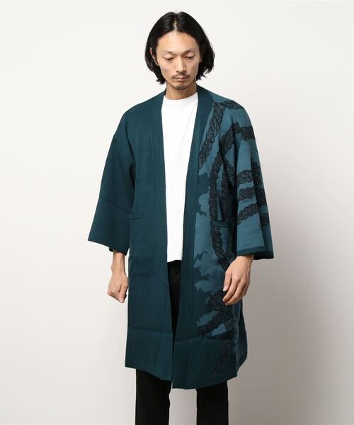 カヤ 手繰縄 着物風メンズニット羽織