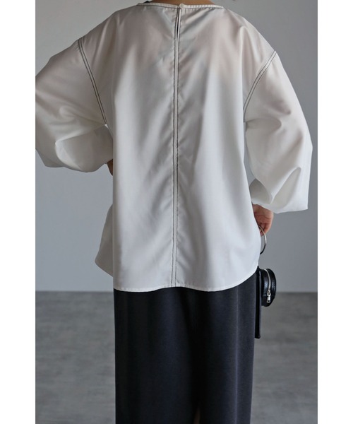 セール】バルーンスリーブステッチブラウス（シャツ/ブラウス