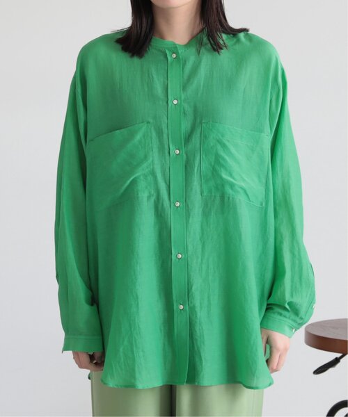 MJUKA.（ミューカ）の「AZUMADAKI DYEING BANDCOLLAR SHIRT（シャツ/ブラウス・レディース・ネイビー/オフホワイト/グリーン/ターコイズブルー・FREE）」の21枚目の写真