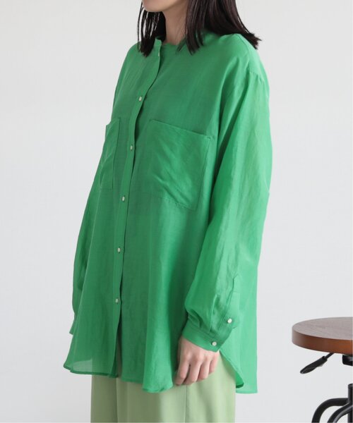 MJUKA.（ミューカ）の「AZUMADAKI DYEING BANDCOLLAR SHIRT（シャツ/ブラウス・レディース・ネイビー/オフホワイト/グリーン/ターコイズブルー・FREE）」の20枚目の写真