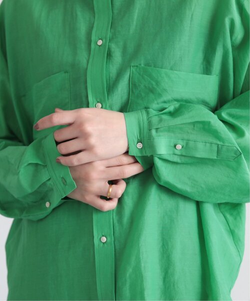 MJUKA.（ミューカ）の「AZUMADAKI DYEING BANDCOLLAR SHIRT（シャツ/ブラウス・レディース・ネイビー/オフホワイト/グリーン/ターコイズブルー・FREE）」の16枚目の写真