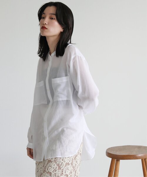 MJUKA.（ミューカ）の「AZUMADAKI DYEING BANDCOLLAR SHIRT（シャツ/ブラウス・レディース・ネイビー/オフホワイト/グリーン/ターコイズブルー・FREE）」の13枚目の写真