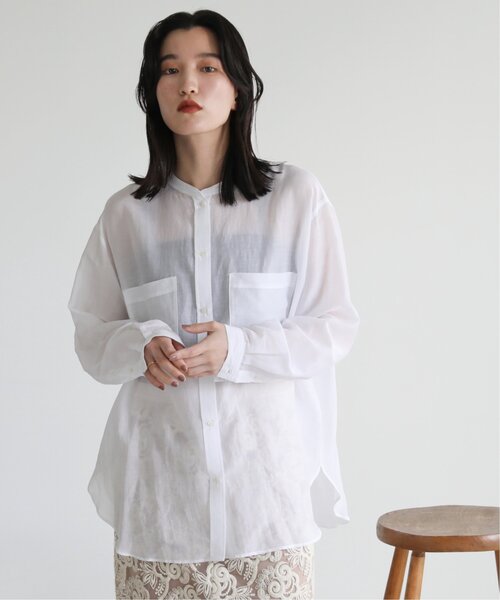 MJUKA.（ミューカ）の「AZUMADAKI DYEING BANDCOLLAR SHIRT（シャツ/ブラウス・レディース・ネイビー/オフホワイト/グリーン/ターコイズブルー・FREE）」の12枚目の写真