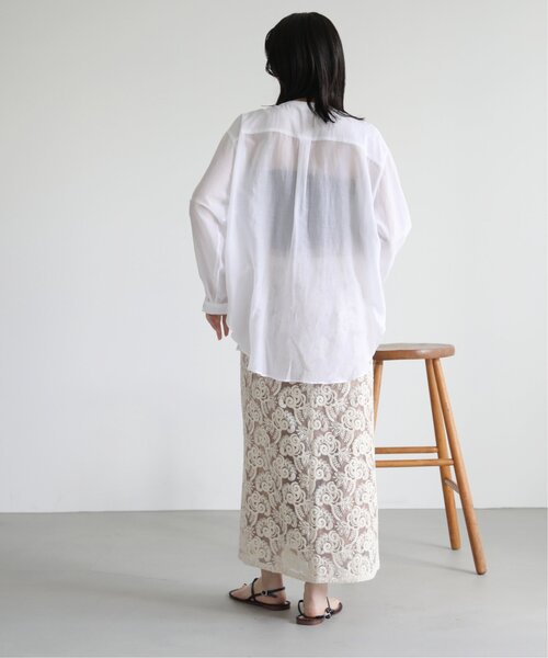 MJUKA.（ミューカ）の「AZUMADAKI DYEING BANDCOLLAR SHIRT（シャツ/ブラウス・レディース・ネイビー/オフホワイト/グリーン/ターコイズブルー・FREE）」の9枚目の写真
