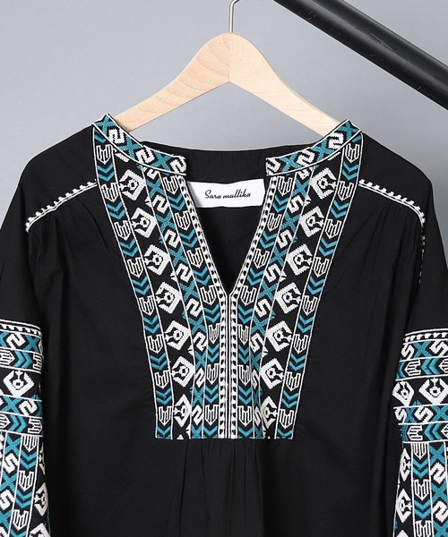 sara mallika（サラ マリカ）の「【 sara mallika / サラマリカ 】 COTTON KIKA LINE EMB TOP / コットンエンブロイダリーブラウス（シャツ/ブラウス・レディース・ホワイト/ブラック・FREE）」の8枚目の写真