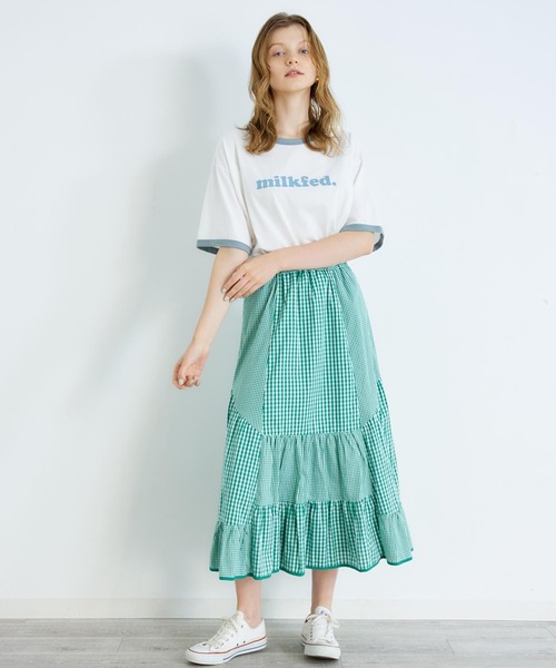 MILKFED.(ミルクフェド)の「COOPER LOGO RINGER S/S TEE/ ロゴ 半袖 リンガーTシャツ(Tシャツ/カットソー・レディース・ベージュ/ライトパープル/ライトブルー・ONE SIZE)」の5枚目の写真