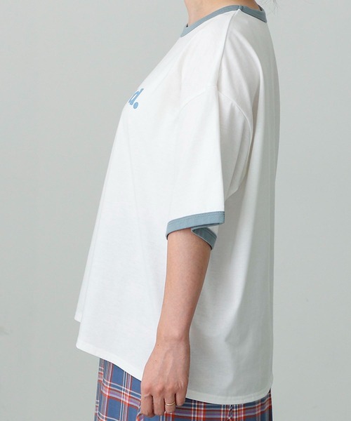 MILKFED.(ミルクフェド)の「COOPER LOGO RINGER S/S TEE/ ロゴ 半袖 リンガーTシャツ(Tシャツ/カットソー・レディース・ベージュ/ライトパープル/ライトブルー・ONE SIZE)」の11枚目の写真