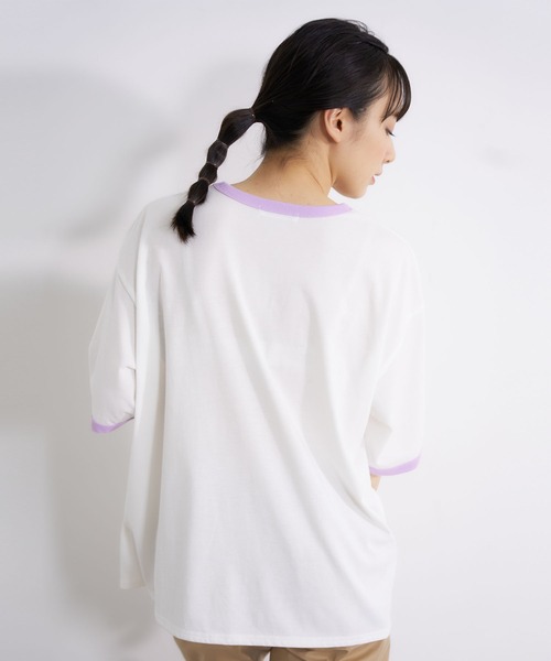 MILKFED.(ミルクフェド)の「COOPER LOGO RINGER S/S TEE/ ロゴ 半袖 リンガーTシャツ(Tシャツ/カットソー・レディース・ベージュ/ライトパープル/ライトブルー・ONE SIZE)」の16枚目の写真