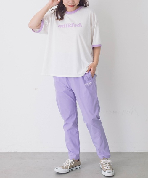 MILKFED.(ミルクフェド)の「COOPER LOGO RINGER S/S TEE/ ロゴ 半袖 リンガーTシャツ(Tシャツ/カットソー・レディース・ベージュ/ライトパープル/ライトブルー・ONE SIZE)」の19枚目の写真