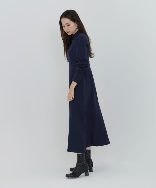 TINA：JOJUN（ティーナジョジュン）の「スタンドカラー フレアワンピース TINA：JOJUN（ワンピース・レディース・ローズ/ネイビー・M）」の8枚目の写真