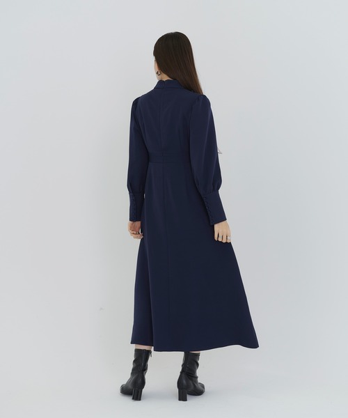 TINA：JOJUN（ティーナジョジュン）の「スタンドカラー フレアワンピース TINA：JOJUN（ワンピース・レディース・ローズ/ネイビー・M）」の15枚目の写真