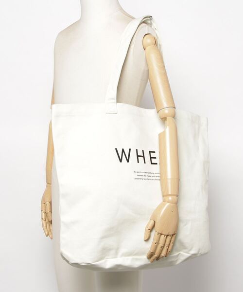 WHEIR(ウェア)の「WHEIR キャンバスBIGトートバッグ(トートバッグ・レディース・ホワイト/ブラック/ベージュ/グレー/ライトベージュ・FREE)」の18枚目の写真