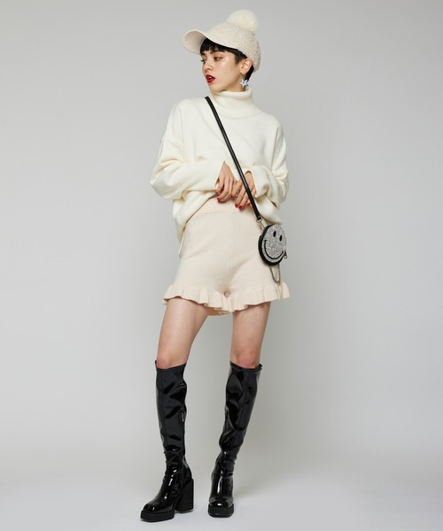 Narcissus（ナルシス）の「【Narcissus】フリルニットショートパンツ（その他パンツ・レディース・ブラック/アイボリー・FREE）」の3枚目の写真