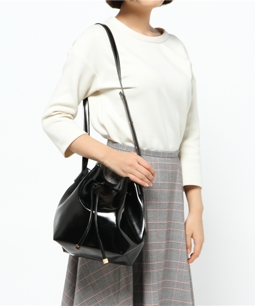 OUTLET（アウトレット）の「【mystic】巾着ショルダーBAG（ショルダーバッグ・レディース・ブラック/オフホワイト・FREE）」の12枚目の写真