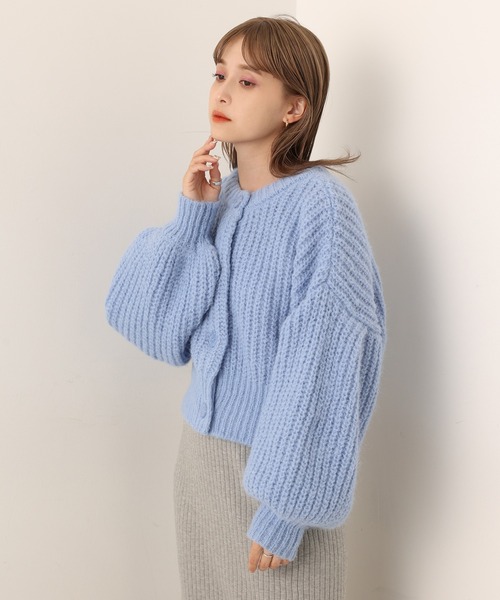 one after another NICE CLAUP(ワンアフターアナザーナイスクラップ)の「【新色追加】前後2wayクルーネックカーディガン(カーディガン/ボレロ・レディース・ライトグレー/ピンク/ブルー/オフホワイト/ライトピンク・FREE)」の15枚目の写真